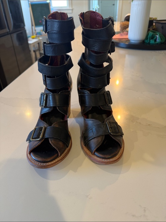 Black Strappy Buckle High Heel Sandal